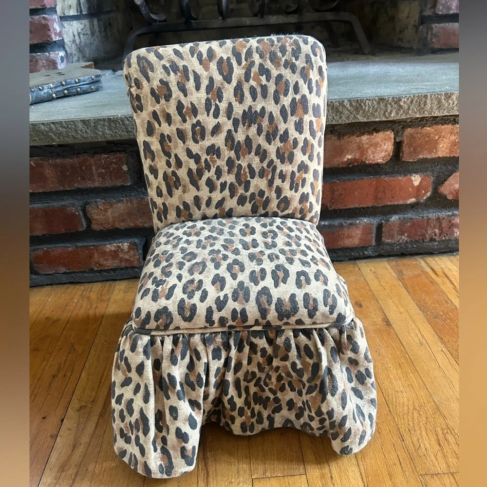 Vintage Leopard skirted Parsons Doll/Bear/Child chair